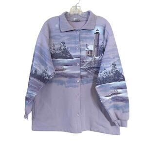 Artisans Sunschein Designs Vintage Lavender Lighthouse Wearable Art Shacket